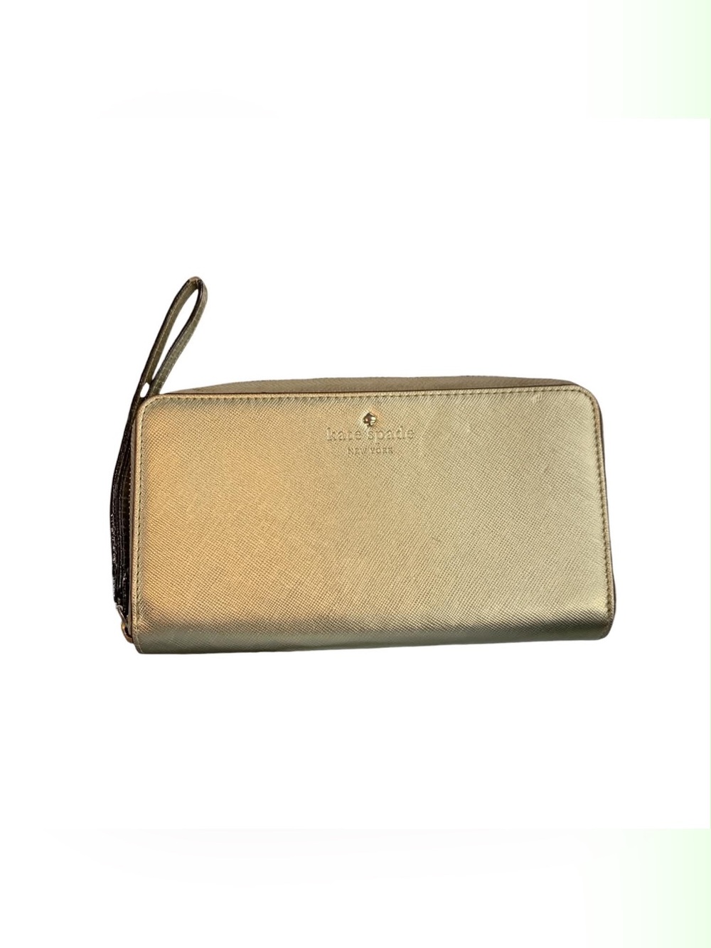 kate spade metallic gold zip-around wristlet wallet